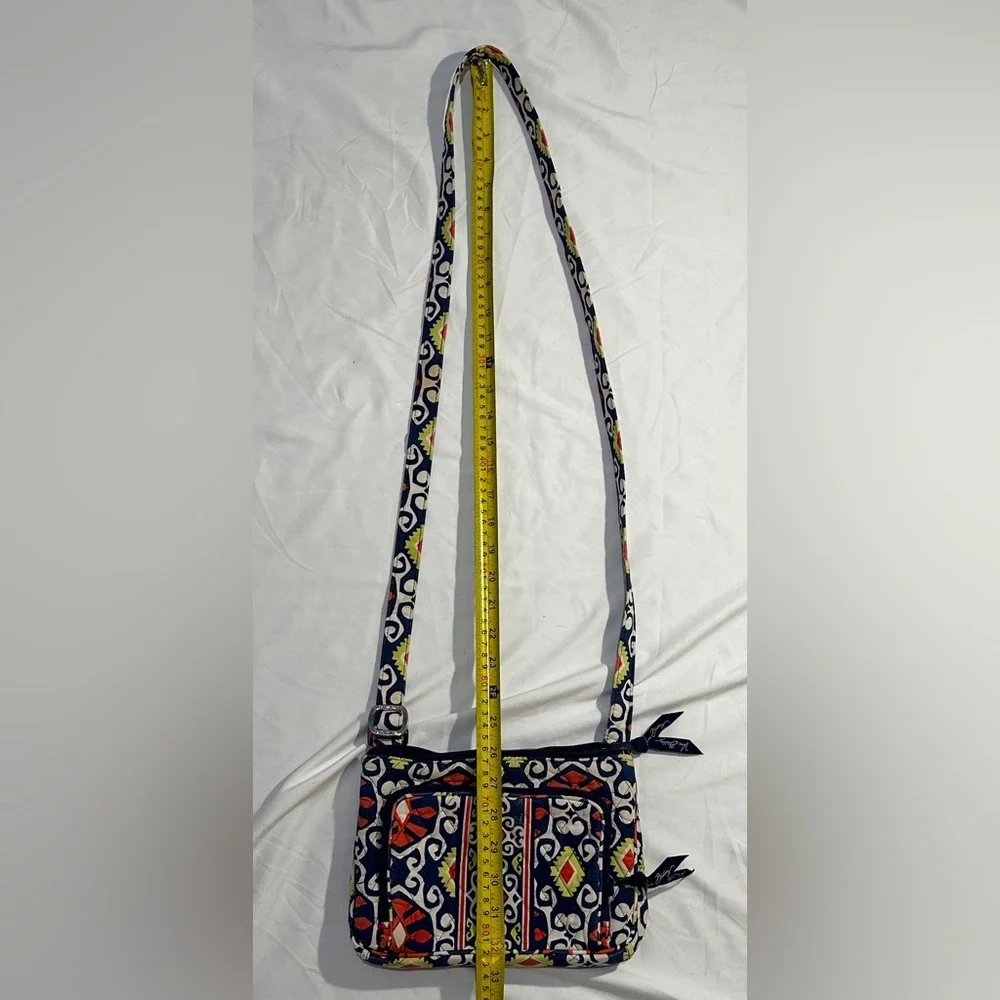 Vera Bradley Quilted Cotton Crossbody Bag Navy Red Floral Adjustable Strap